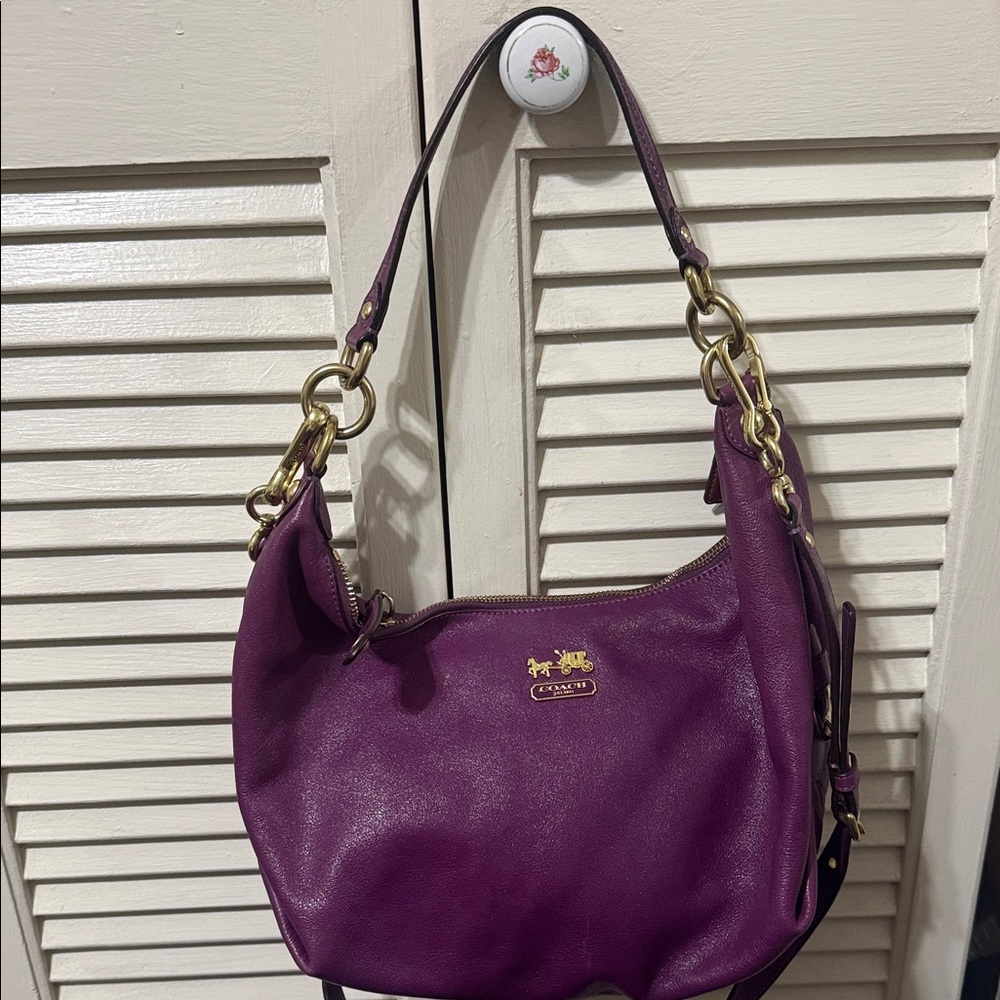 Coach Rich Purple Shoulder Bag with Gold Accents